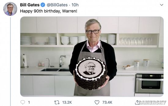 比尔盖茨亲手为巴菲特做奥利奥蛋糕 庆祝股神90岁生日