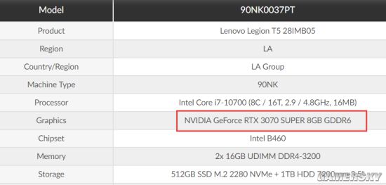 联想泄露RTX 3070 Super：同样配备8GB GDDR6