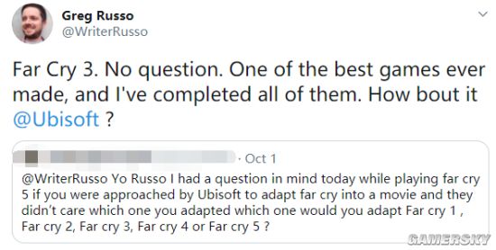 《真人快打》电影编剧Greg Russo有意拍摄《孤岛惊魂3》电影 向育碧发问