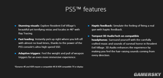 《生化危机8：村庄》PS5商店公布新细节：光追4K快速加载PS5新功能一应俱全