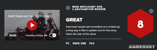 《尼尔：伪装者 ver.1.22474487139...》IGN 8分 升级的视效和战斗很优秀、故事仍是主角