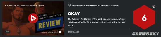 Netflix《巫师：狼之噩梦》动画电影IGN6分：粉丝向作品、缺乏特色