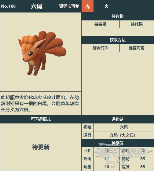 《寶可夢阿爾宙斯》洗翠圖鑑 全寶可夢分佈與數據一覽_六尾 - 第1張