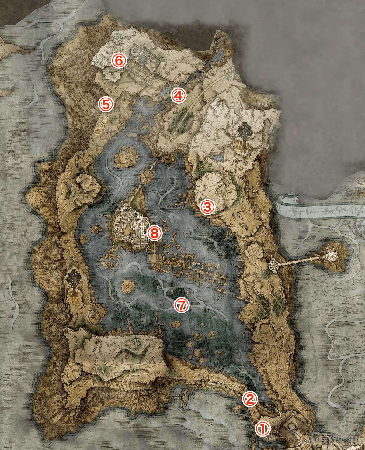 《艾爾登法環》湖之利耶尼亞地圖攻略 墓地、洞窟、BOSS及道具位置彙總_利耶尼亞的商人位置 - 第1張