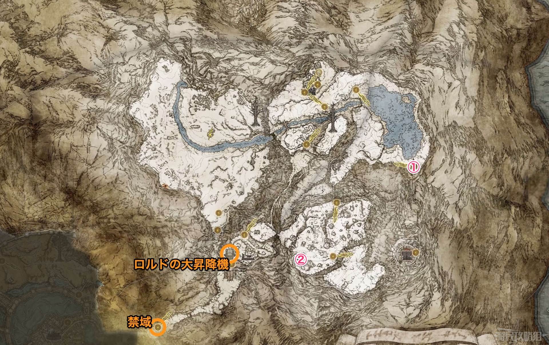 《艾尔登法环》巨人山顶地图攻略 墓地、洞窟、BOSS及道具位置汇总_巨人山顶的圣杯露滴 - 第1张