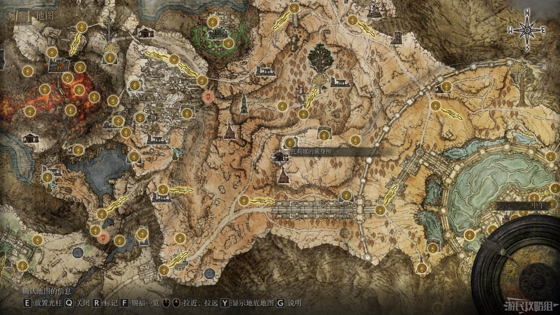 《艾爾登法環》全地圖關鍵位置 墓地、監牢、洞窟及建築位置圖_亞壇高原 - 第5張