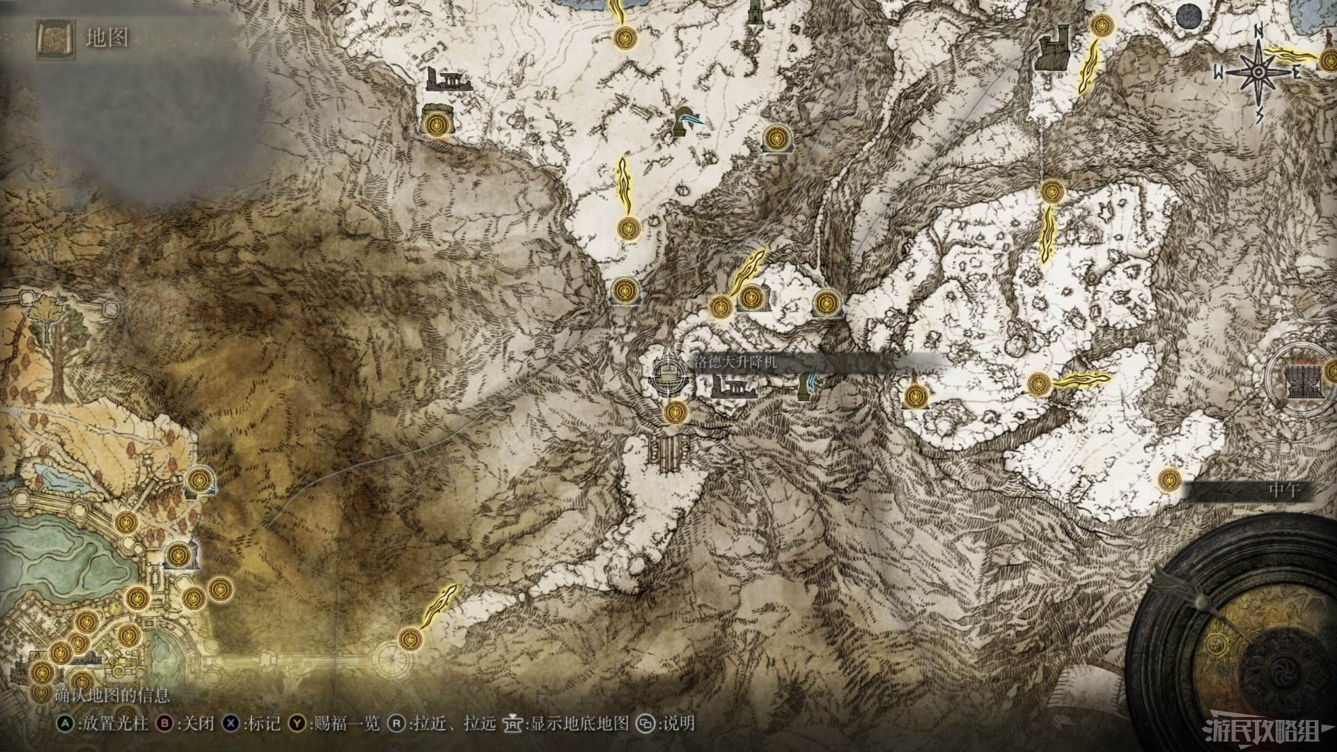 《艾尔登法环》全地图关键位置 墓地、监牢、洞窟及建筑位置图_巨人山顶 - 第1张