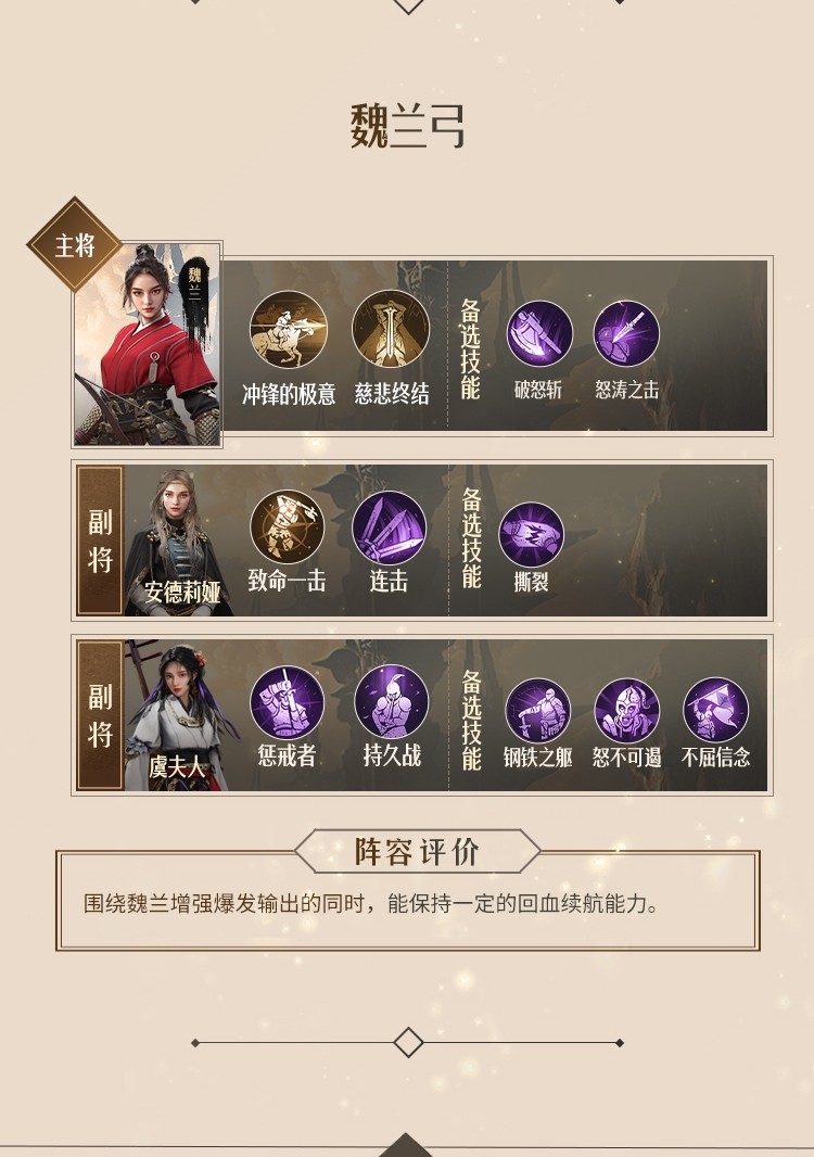 《重返帝國》S1最強陣容搭配推薦_魏蘭弓 - 第1張