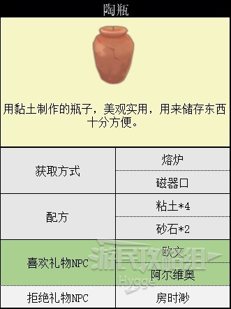 《沙石镇时光》全家具图鉴 全家具获取方式和NPC喜好程度一览_陶瓶