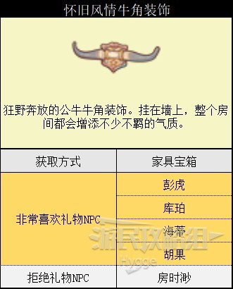 《沙石镇时光》全家具图鉴 全家具获取方式和NPC喜好程度一览_怀旧风情牛角装饰 - 第1张