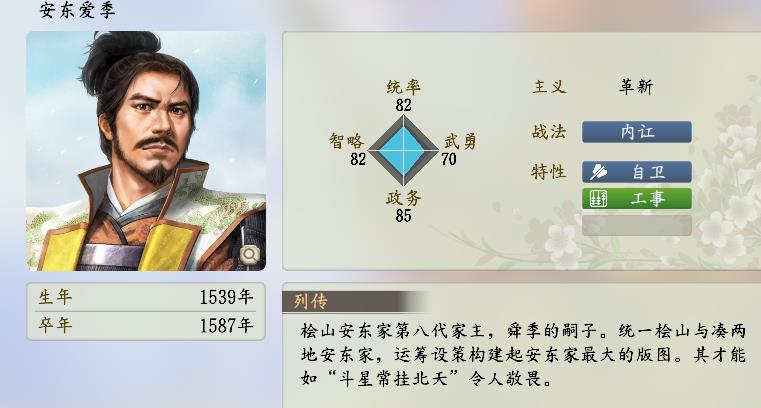 《信长之野望16新生》四维总值前100武将图鉴_51-75 - 第20张