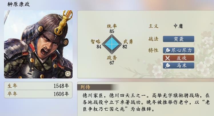 《信长之野望16新生》四维总值前100武将图鉴_51-75 - 第24张