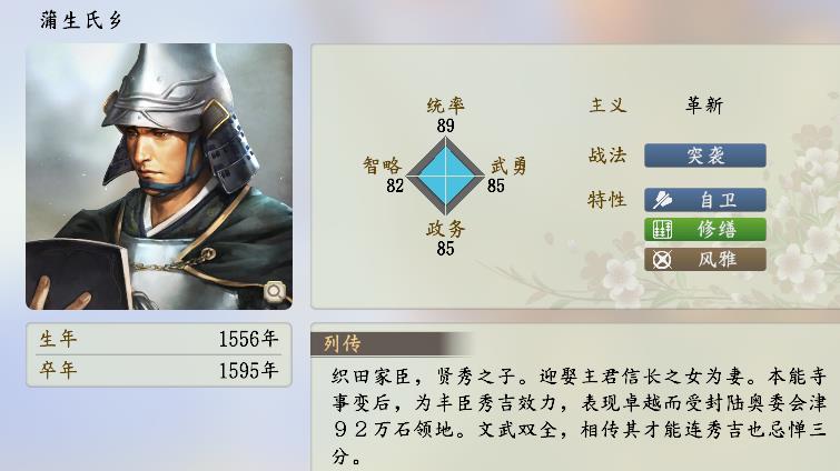 《信长之野望16新生》四维总值前100武将图鉴_26-50 - 第7张