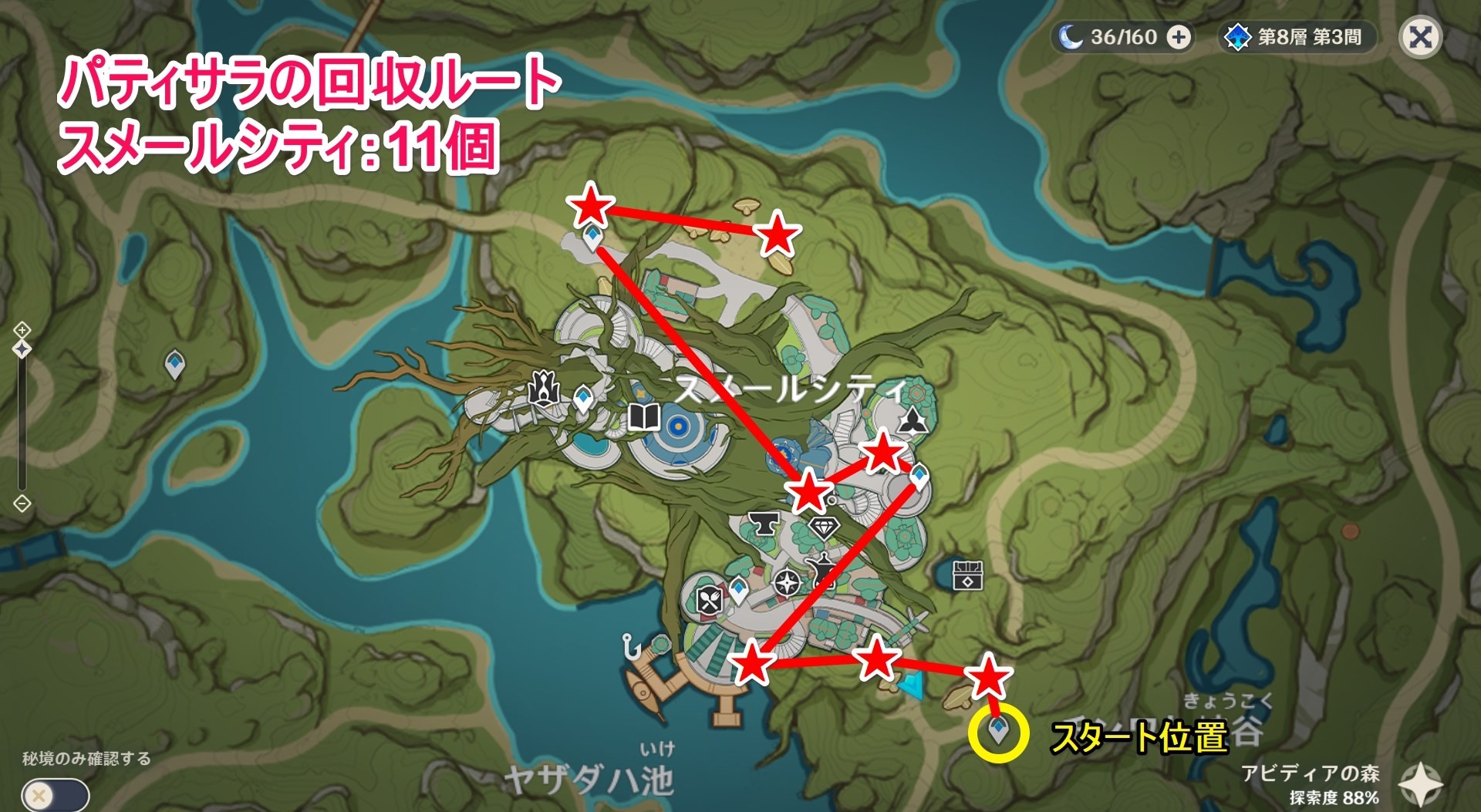 《原神》帕蒂沙兰收集路线 3.1帕蒂沙兰位置及获取方法_须弥城（11个） - 第1张