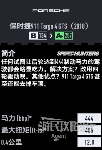 《極速快感22不羈》車輛圖鑑大全_保時捷 911 Targa 4 GTS 2018 - 第3張