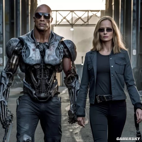 AI draws the latest actor to play "Terminator" Dwayne Johnson as T800