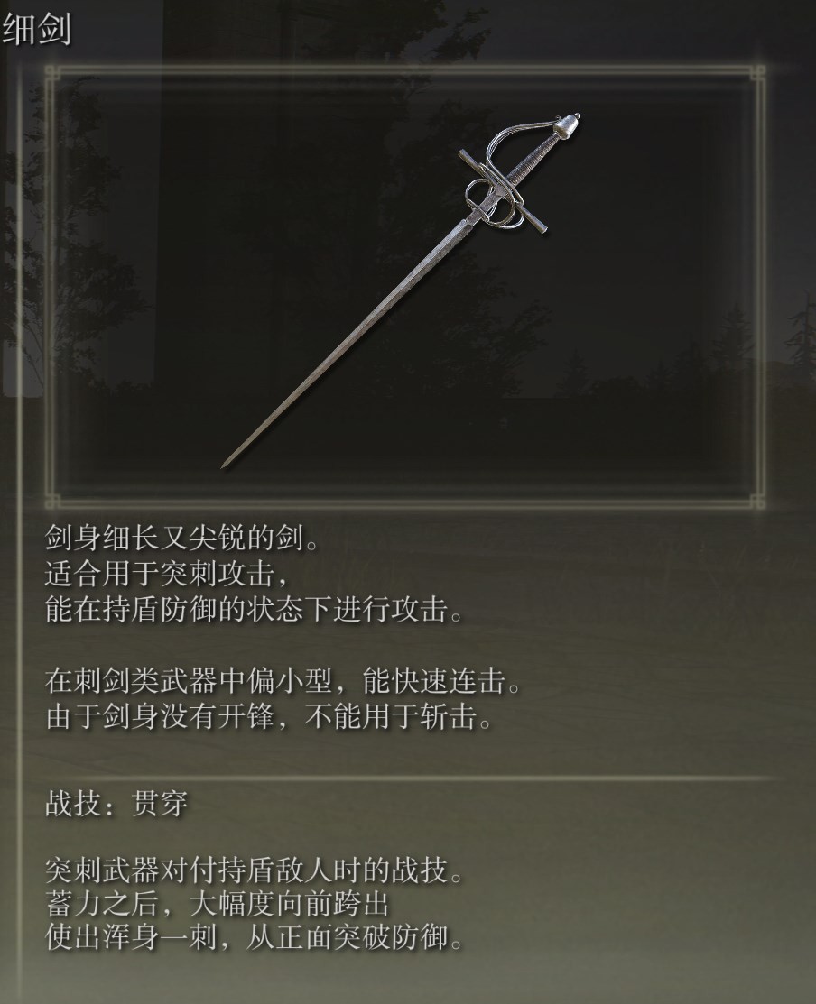 《艾爾登法環》全武器測評 艾爾登法環全武器圖鑑_細劍