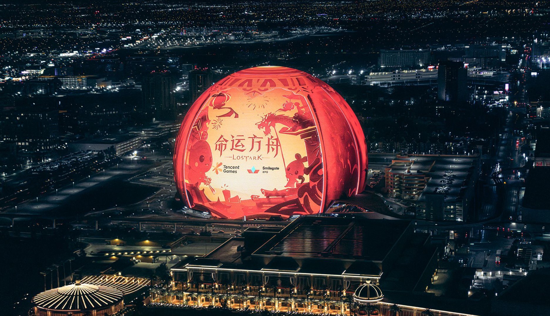 《命运方舟》亮相拉斯维加斯巨型球 祝全球玩家新春快乐！