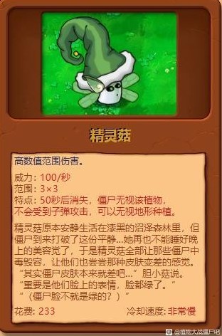 《植物大战僵尸杂交版》全植物综合评分_精灵菇 - 第1张