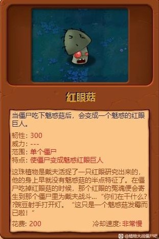 《植物大战僵尸杂交版》全植物综合评分_红眼菇