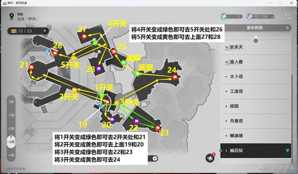 《崩壞星穹鐵道》幽囚獄全寶箱位置一覽 幽囚獄寶箱攻略_-3層寶箱（10個） - 第1張