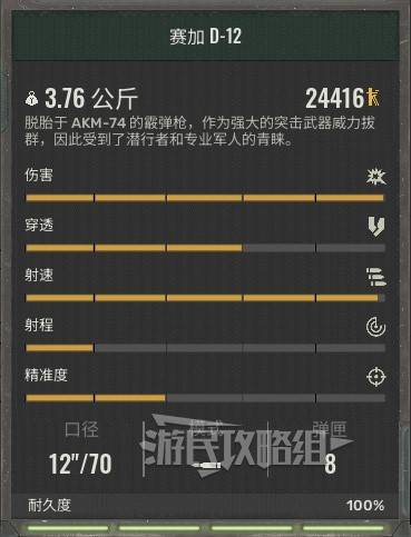 《潜行者2》武器数据图鉴 潜行者2武器属性一览_赛加D-12