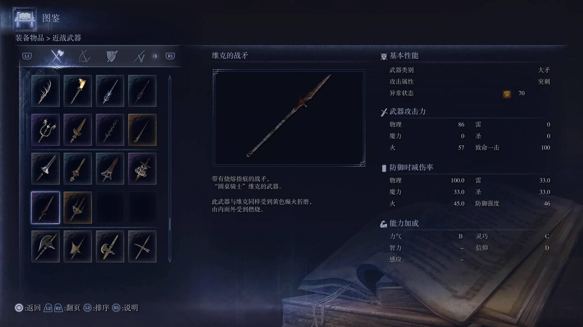 《艾尔登法环黑夜君临》全武器图鉴（上篇） 武器数据一览_大矛-维克的战矛 - 第1张