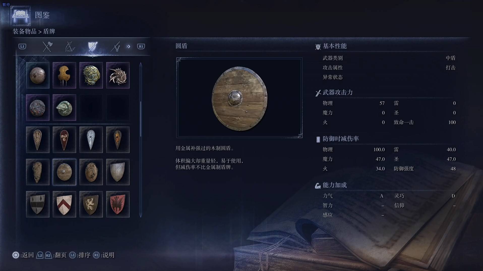 《艾爾登法環黑夜君臨》全武器圖鑑（下篇） 武器數據一覽_中盾-圓盾 - 第1張