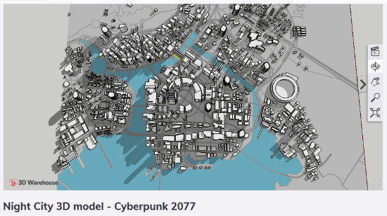 玩家创建《赛博朋克2077》夜之城3D模型 抢先查看城区情形