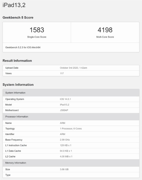 苹果A14首个GeekBench跑分曝光：3.0GHz频率 单核性能比A12快40%