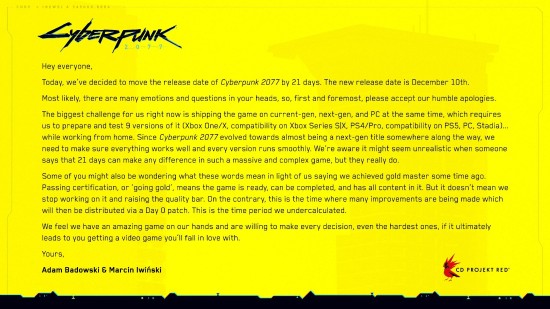 《赛博朋克2077》再次跳票 改至12月10日发售