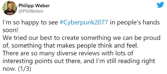 《赛博朋克2077》任务设计师回应游戏评价：别只看评分和标题