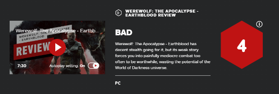 《狼人之末日怒吼：地灵之血》IGN 4分：羸弱的故事平庸的战斗