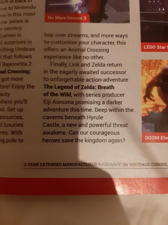 任天堂宣传册曝光：林克与塞尔达将在《塞尔达传说：荒野之息2》中回归