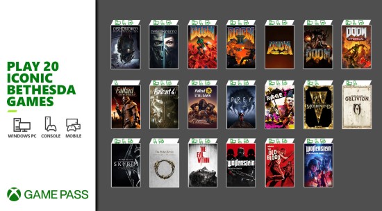 20款B社游戏将加入Xbox Game Pass 含《辐射4》《上古卷轴5》《毁灭战士：永恒》《羞辱》等