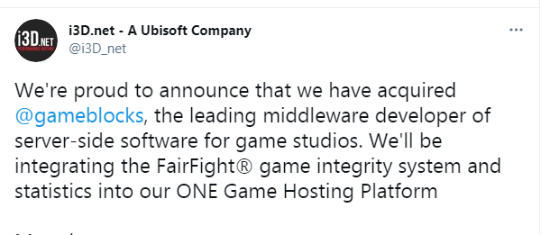 育碧子公司收购反作弊系统FairFight及其开发商Gamelock 今后会将该程序整合至自身系统中