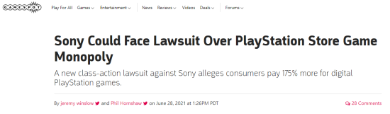 索尼或将面临集体诉讼：PlayStation商店垄断让玩家买游戏花更多钱