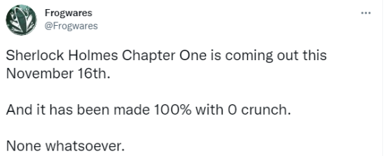 《夏洛克·福尔摩斯：第一章》开发商称未出现加班现象 暂无实体版计划