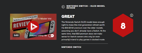 Switch OLED IGN 8分：没有NS可以买 升级值这个价