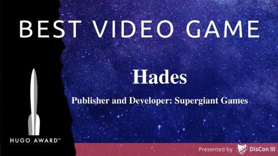 《哈迪斯》获雨果奖年度最佳游戏 系该奖项首次加入游戏评选