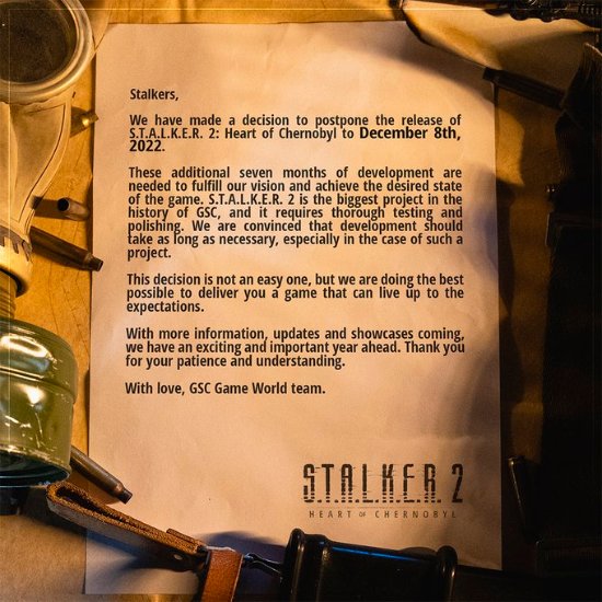 《潜行者2：切尔诺贝利之心》官宣跳票 推迟至12月8日发售