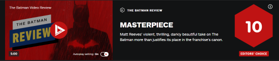 《新蝙蝠侠》IGN 10分：马特里夫斯手下的暗黑美学