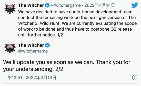 《巫师3》次世代版再度跳票 将转由CDPR内部开发