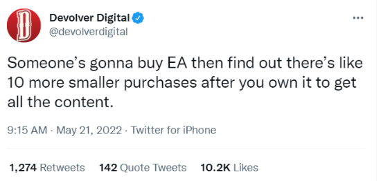 发行商Devolver Digital锐评EA寻求被收购机会：买完它还得付费10次解锁完整版！