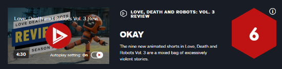 《爱，死亡和机器人》第三季IGN 6分：过于追求刺激、有失胃口