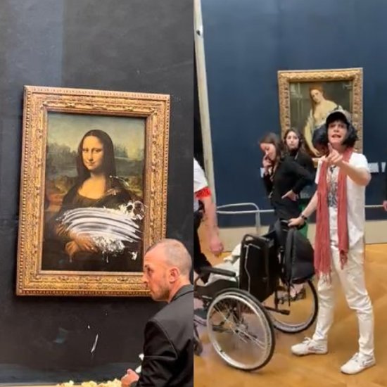 蒙娜丽莎画像被人扔蛋糕 肇事者扮成“轮椅老奶奶”作案