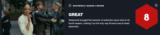 《西部世界》第四季IGN 8分：全系列最浓墨重彩的一季