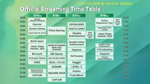 TGS 2022直播日程表公布 万代卡普空世嘉米哈游亮相