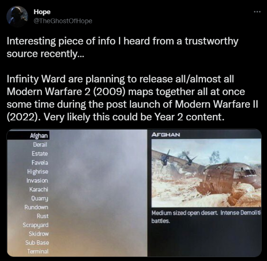 曝《使命召唤19：现代战争2》明年推出付费DLC 含《MW2》经典地图