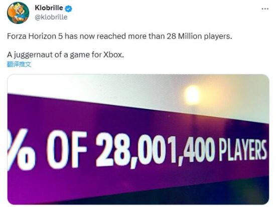 《极限竞速：地平线5》玩家数破2800万！Xbox游戏的骄傲